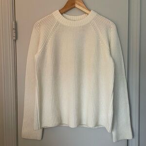 Vince 100% Cashmere Fisherman Ribbed Crewneck Sweater White S